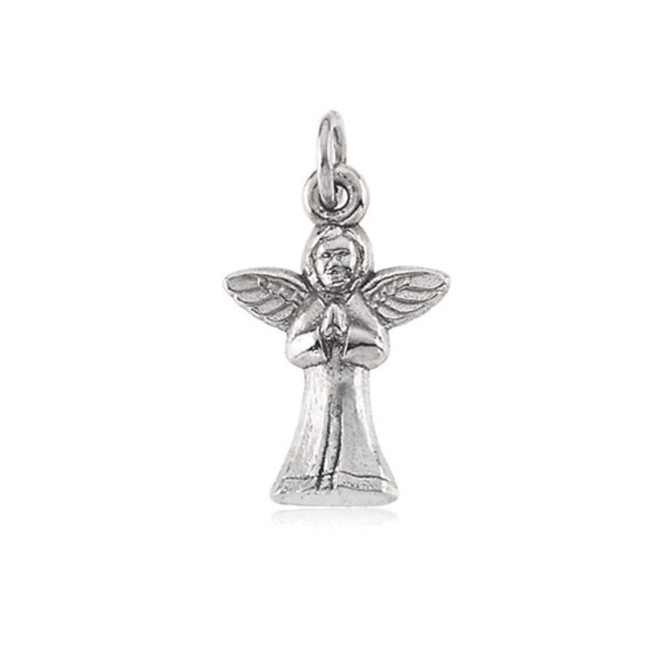 14k White Gold Praying Angel Pendant For Cheap