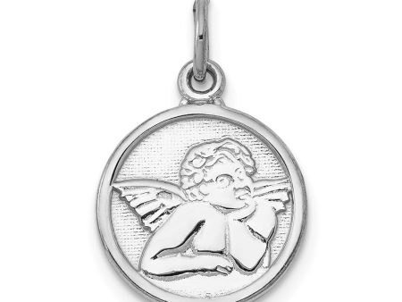 14k White Gold Textured Angel Charm Supply