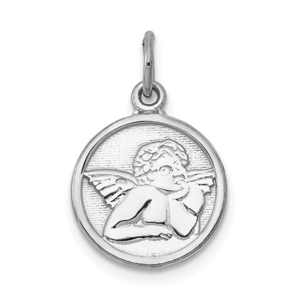 14k White Gold Textured Angel Charm Supply