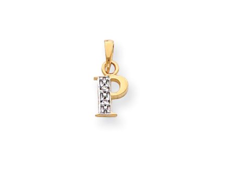 The Chloe Mini Diamond Accent initial P Pendant in 14k Yellow Gold on Sale