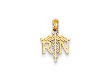 14k Yellow Gold Registered Nurse Pendant Online now