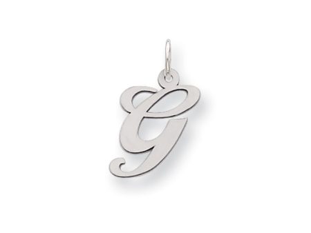 14k White Gold, Ella Collection Medium Fancy Script Initial G Pendant Online now