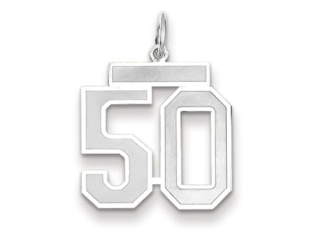 14k White Gold, Jersey Collection, Medium Number 50 Pendant Hot on Sale