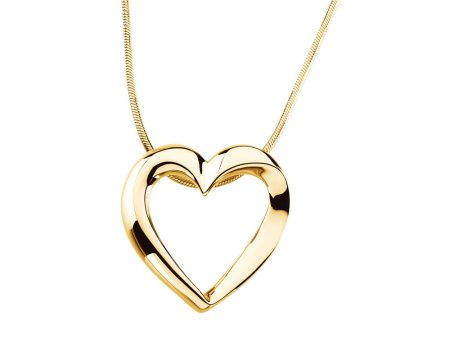 22mm Heart Slide & Snake Chain Necklace in 14k Yellow Gold, 18 Inch Supply