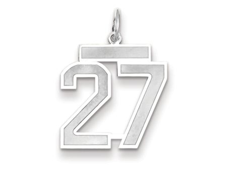 14k White Gold, Jersey Collection, Medium Number 27 Pendant Online Sale