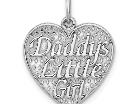 14k White Gold Daddy s Little Girl Heart Charm or Pendant, 16mm Hot on Sale