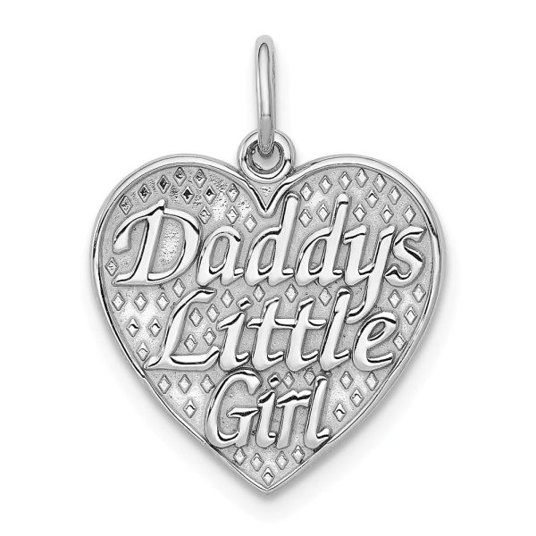 14k White Gold Daddy s Little Girl Heart Charm or Pendant, 16mm Hot on Sale