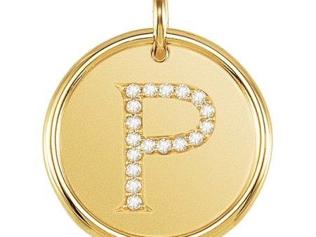 1 10 Ctw G-H, I1 Diamond Initial 17mm 14k Yellow Gold Pendant Letter P Online now