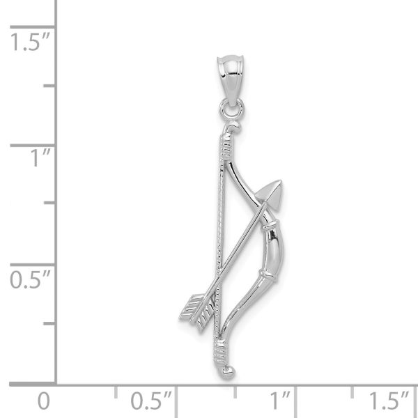 14k White Gold Open Back Bow and Arrow Pendant, 11 x 36mm Discount