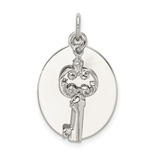 14k White Gold Key and Tag Charm Supply