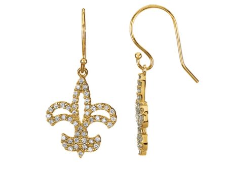 1 2 cttw Diamond Fleur-De-Lis Earrings in 14k Yellow Gold Fashion