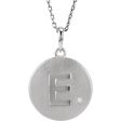 The Emma Sterling Silver Diamond Block Initial E Disc Necklace, 18 In. Hot on Sale