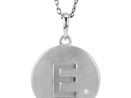 The Emma Sterling Silver Diamond Block Initial E Disc Necklace, 18 In. Hot on Sale