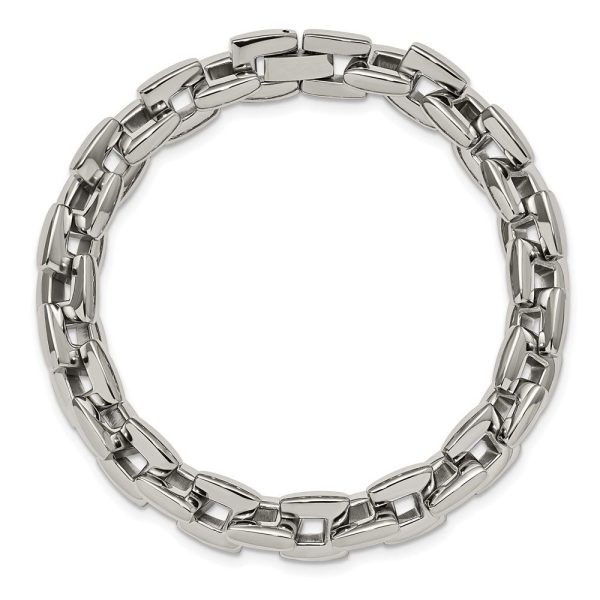 Men s Stainless Steel Polished 10mm Square Link Chain Bracelet, 9 Inch on Sale