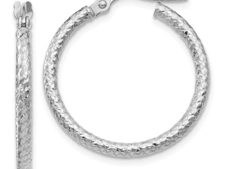 2mm Crisscross Round Hoop Earrings in 10k White Gold, 22mm (7 8 Inch) Online Hot Sale