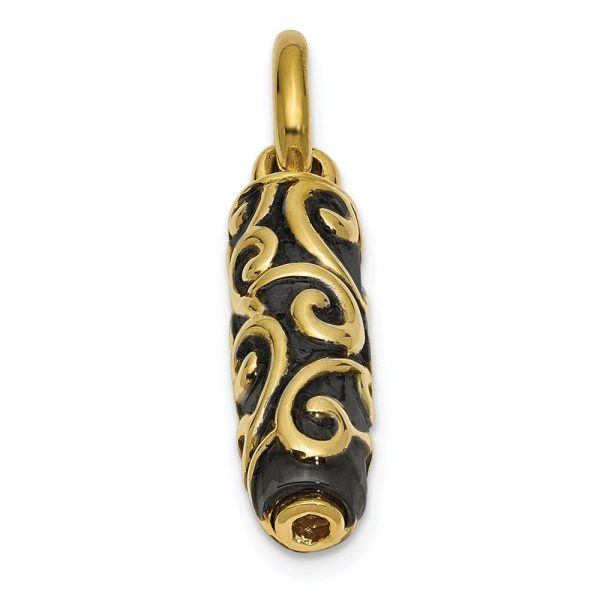 10k or 14k Yellow Gold Antiqued Scroll Cylinder Ash Holder Pendant Online Hot Sale