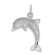 14k White Gold 2D Jumping Dolphin Charm For Sale