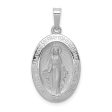 14k White Gold Solid Oval Miraculous Medal Pendant, 15 x 28mm Sale