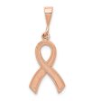 14k Rose Gold Polished and Satin Awareness Ribbon Pendant For Discount