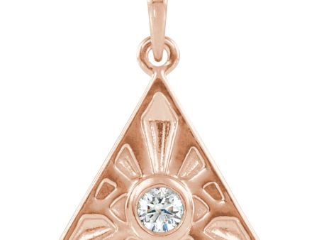 14k Gold 1 10 Ct Diamond Eye of Providence Pendant, 14mm Online