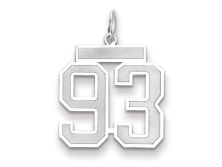 14k White Gold, Jersey Collection, Medium Number 93 Pendant For Cheap