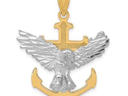 14k Two Tone Gold Mariner s Cross & Eagle Pendant, 28 x 35mm Fashion