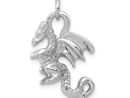 14k White Gold Small 3D Winged Dragon Charm Sale