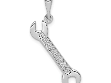 14k White Gold Wrench Pendant Cheap