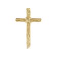 14k Gold or Sterling Silver Woodgrain Rope Cross Pendant, 32 x 51mm For Cheap