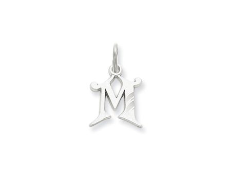 14k White Gold, Isabelle Collection, Mini Letter M Initial Charm For Cheap