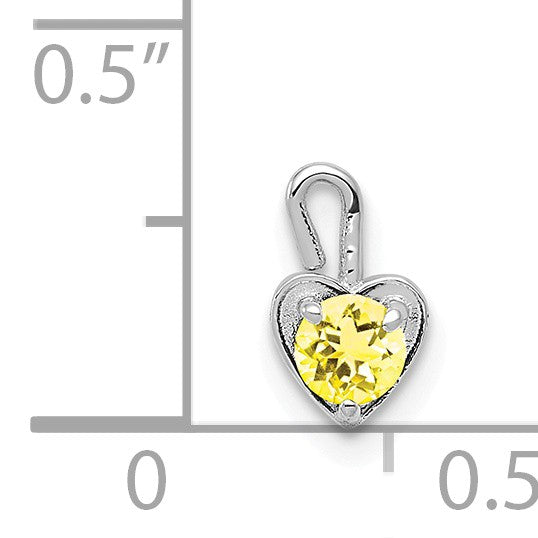 Nov Synthetic Citrine 14k White Gold Heart Pendant Enhancer, 5mm For Sale