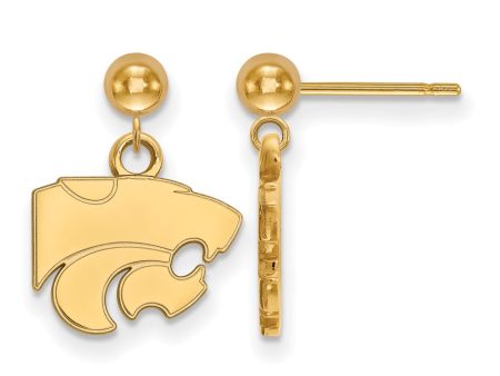 14k Yellow Gold Kansas State University Ball Dangle Earrings Online now