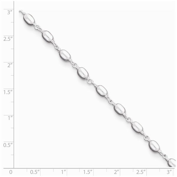 Sterling Silver High Polished Oval Bead Anklet, 10 Inch For Discount