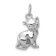 14k White Gold 2D Polished Cat Charm or Pendant Supply