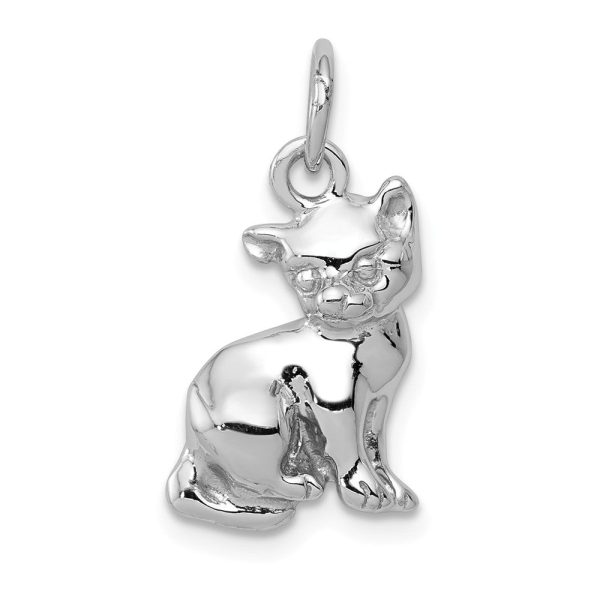 14k White Gold 2D Polished Cat Charm or Pendant Supply