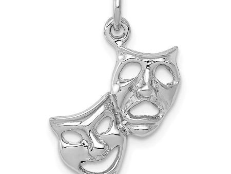 14k White Gold Polished Comedy and Tragedy Mask Charm on Sale