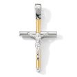 14k Two Tone Gold, Polished Crucifix Pendant, 17 x 32mm on Sale