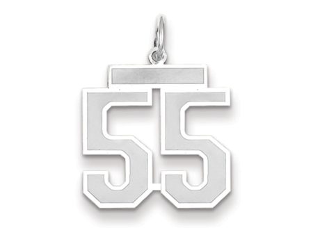 14k White Gold, Jersey Collection, Medium Number 55 Pendant Hot on Sale