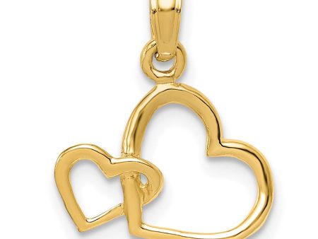 14k Yellow Gold Double Hooked Open Heart Charm Online