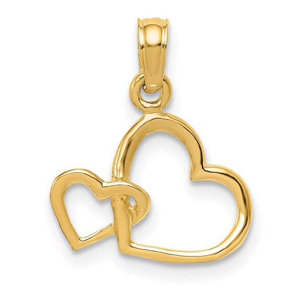 14k Yellow Gold Double Hooked Open Heart Charm Online