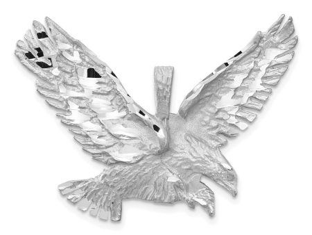 14k White Gold Large 2D Diamond Cut Eagle Pendant Online