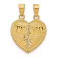 14k Yellow Gold TE AMO Set of 2 Heart Pendants, 16mm Hot on Sale