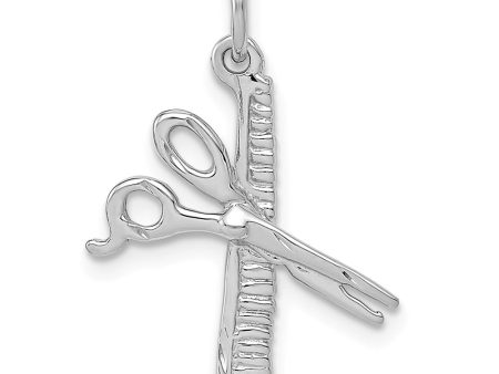 14k White Gold Comb and Scissors Charm or Pendant, 16mm (5 8 inch) Online