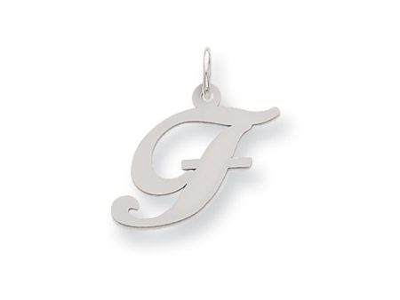 14k White Gold, Ella Collection Medium Fancy Script Initial F Pendant Sale