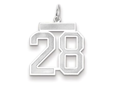 14k White Gold, Jersey Collection, Medium Number 28 Pendant Online Hot Sale