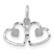 14k White Gold Satin Double Heart Charm Discount