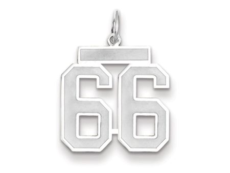 14k White Gold, Jersey Collection, Medium Number 66 Pendant Hot on Sale