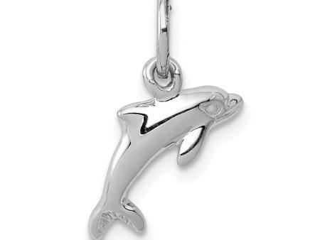 14k White Gold 12mm Dolphin Charm For Discount