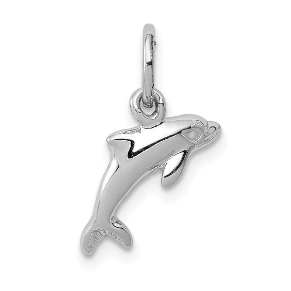 14k White Gold 12mm Dolphin Charm For Discount