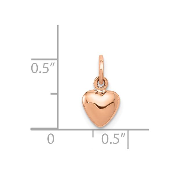 14k Rose Gold Puffed Heart Charm or Pendant, 7mm (1 4 inch) Online now